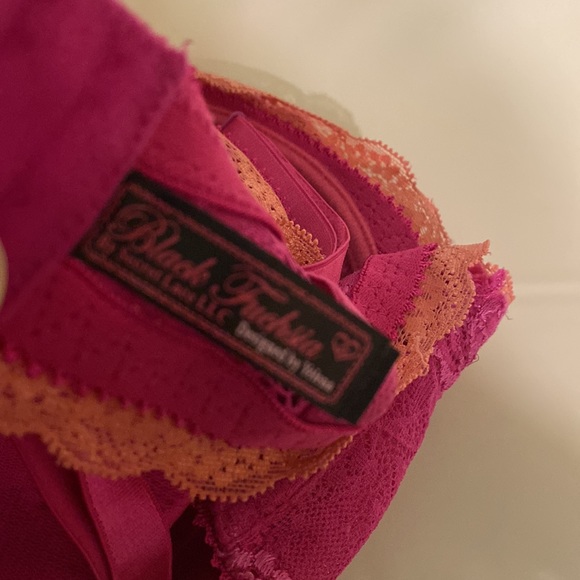 Black Fuchsia Women’s Lace Underwire Convertible Strapless Bra Pink Coral 40D - Picture 8 of 9